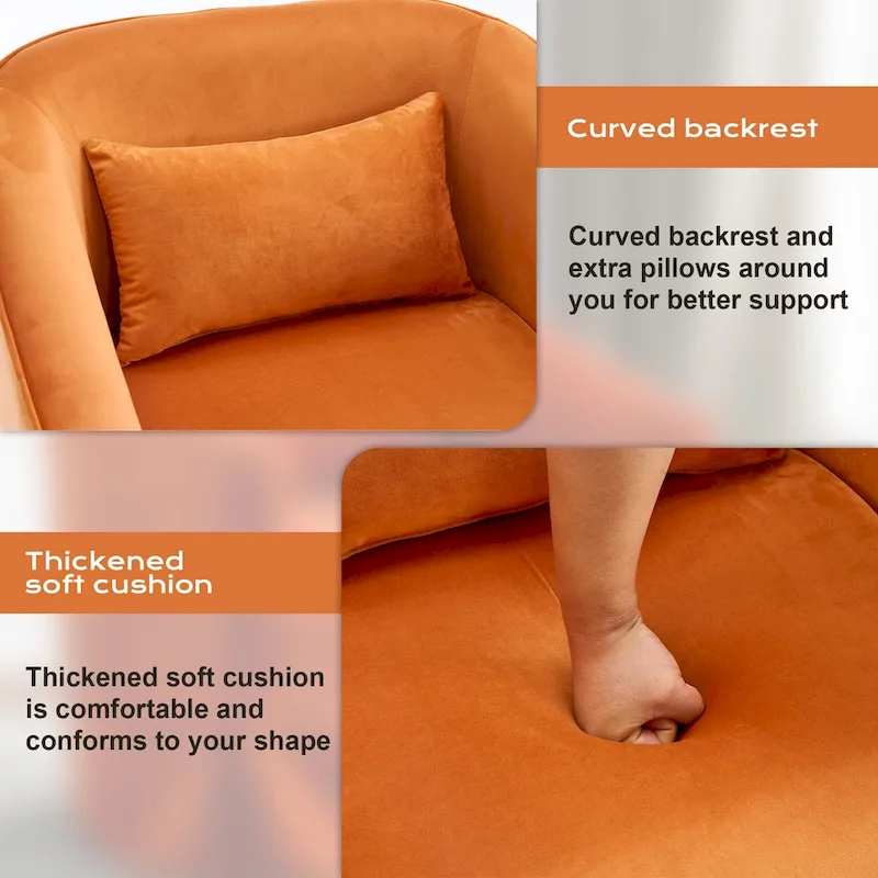 Ouyessir Set of 2 Swivel Barrel Chair 360 Degree Upholstered Accent Chair Fabric Armchair