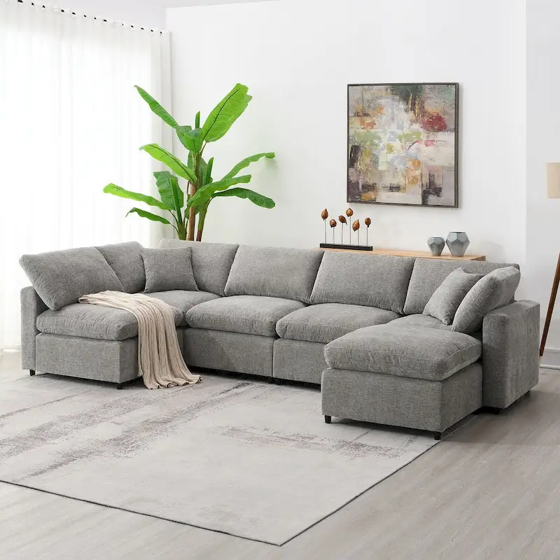 Modern Modular Cloud Sofa Bed with 6 Seat Sectional Couch Set