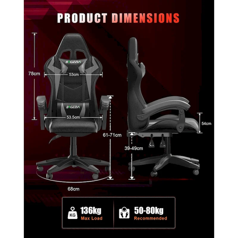 RGB Gaming Chair with LED Lights and Ergonomic Computer Chair