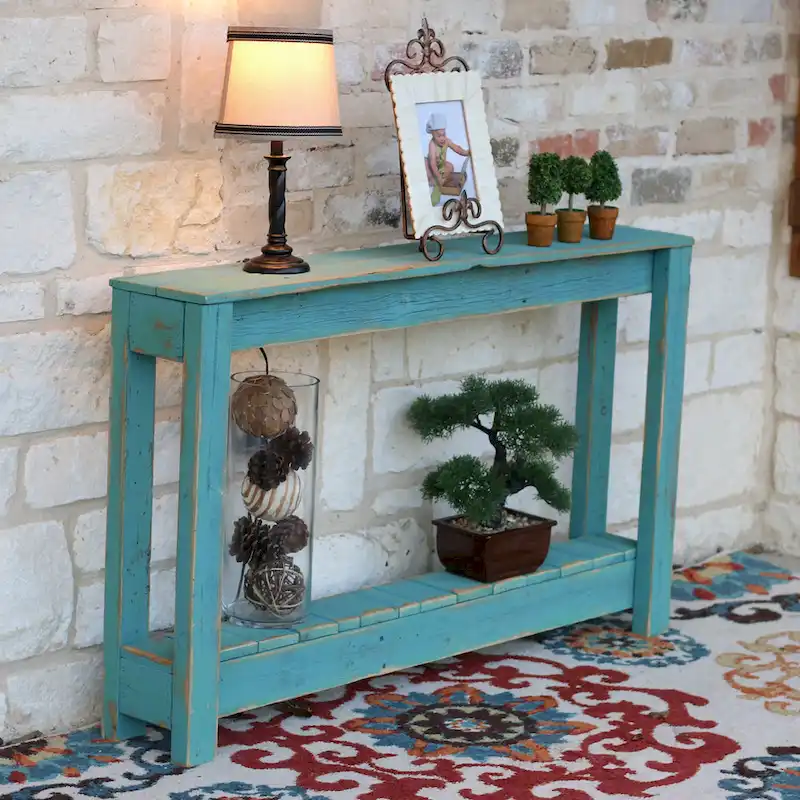 Rustic Reclaimed Wood Entryway Console Table - 46Lx8Wx28H