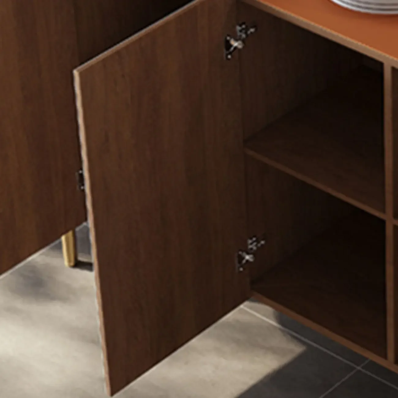 Glam Off-White Wooden Sideboard with Cabinets