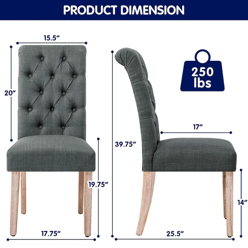 Subrtex(Set of 2)Linen Parsons Upholstered Button Dining Chair