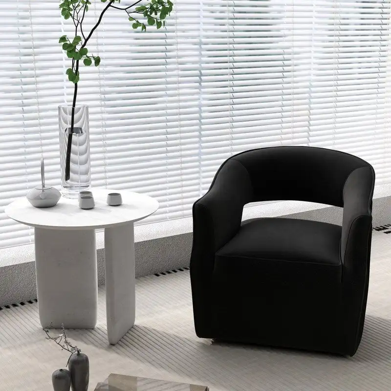 SEYNAR Modern Glam Velvet 360 Degree Swivel Open-Back Accent Armchair