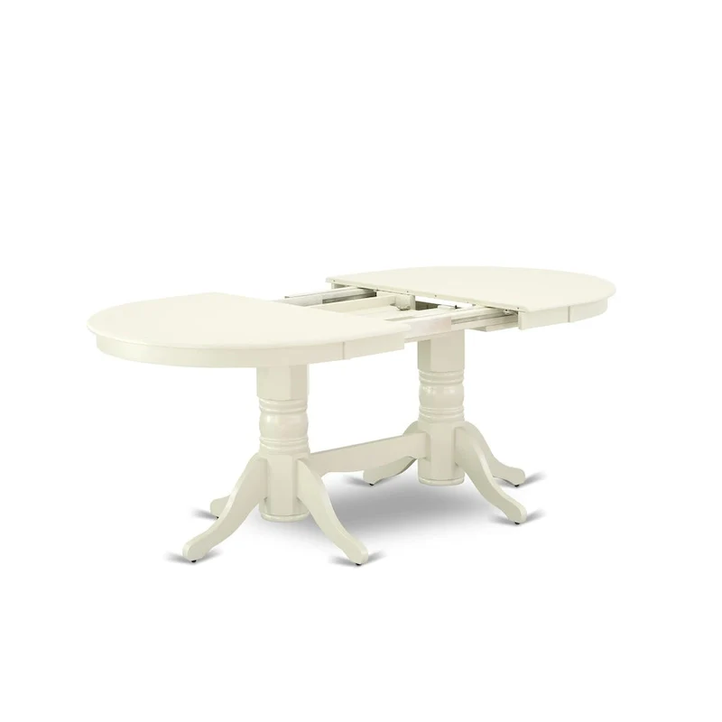 East West Furniture 9 Piece Kitchen Table Set- an Oval Dining Table and 8 Cream Linen Fabric Parson Chairs, Linen White