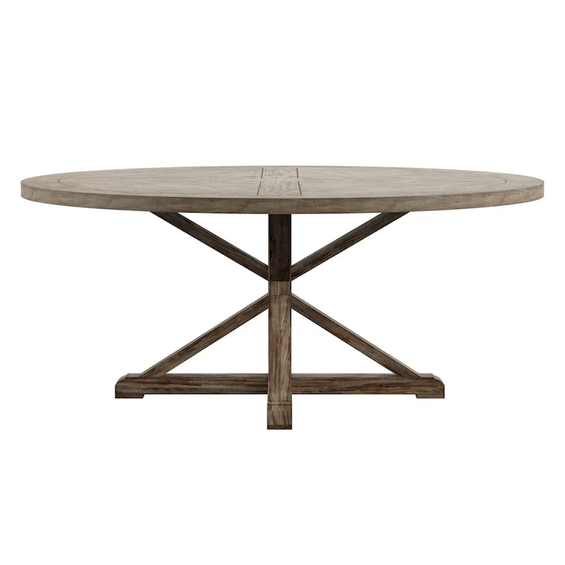 Round Antique Grey Oak Dining Table