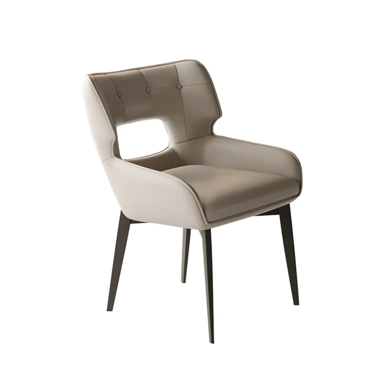 Modern Faux Leather Open Back Arm Dining Chair