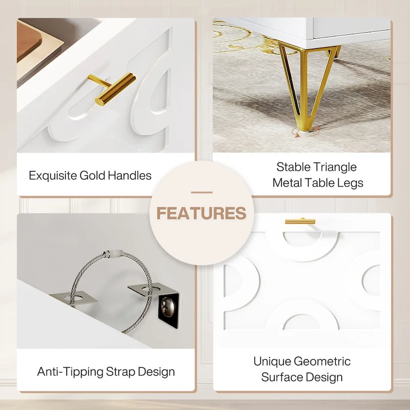 White Computer Desk with File Drawers, 59 Modern Home Office Desk