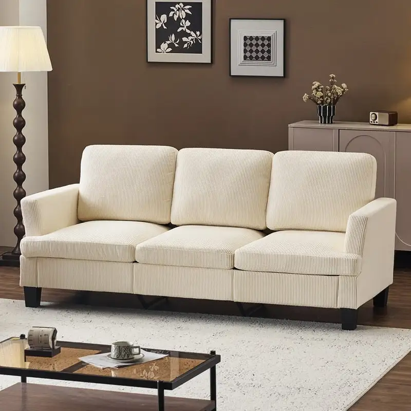 83.5 Upholstered Square Arm Suede Sofa
