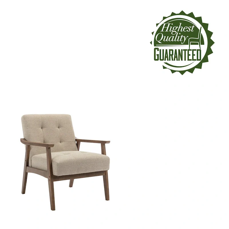 Galina Fabric Accent Chair with Rubberwood Legs