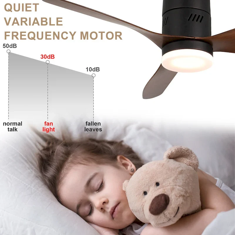 Bella Depot 46  Flush Mount Ceiling Fan with LED Light and Remote 6-Speed Reversible Fan