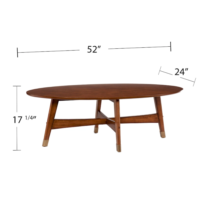 SEI Furniture Rhoda Mid Century Modern Oval Wood Coffee Table