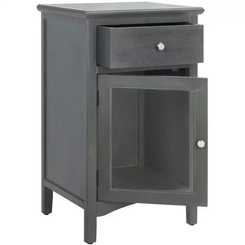 1 Drawer Nightstand With Glass Cabinet