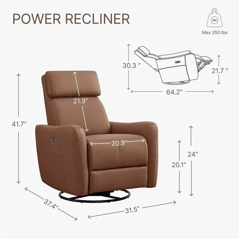 Merlin Power Swivel Glider Rocker Recliner Nursing Chair Recliner