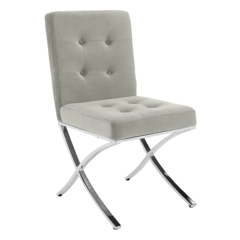 SAFAVIEH Merrilee Glam Black Chrome Tufted Side Chair - 19Wx23Dx35H