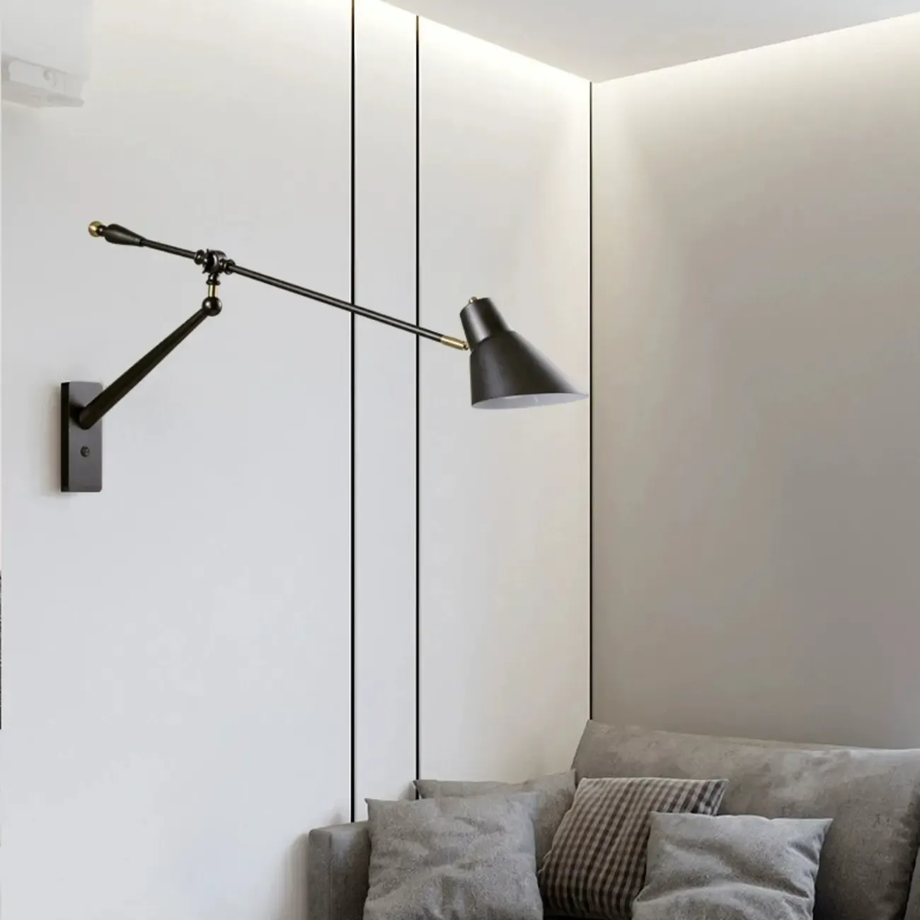 Geometric Metal Adjustable Swing Arm Wall Light