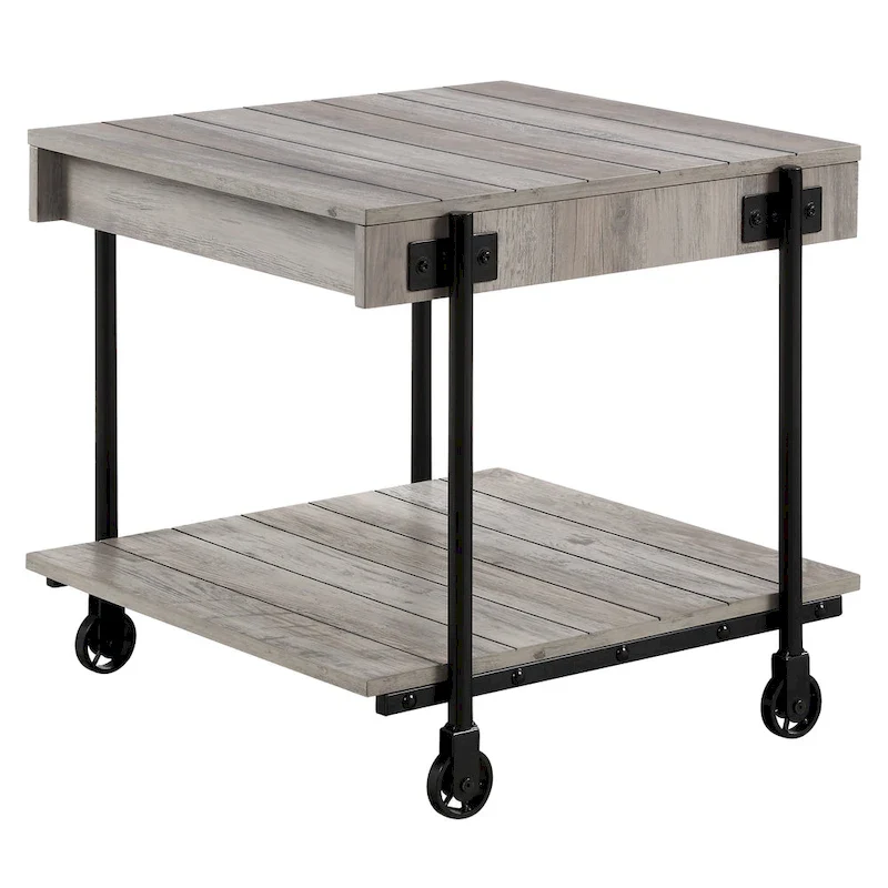 Farmhouse Steel 2-Piece Coffee Table Set with Shelf