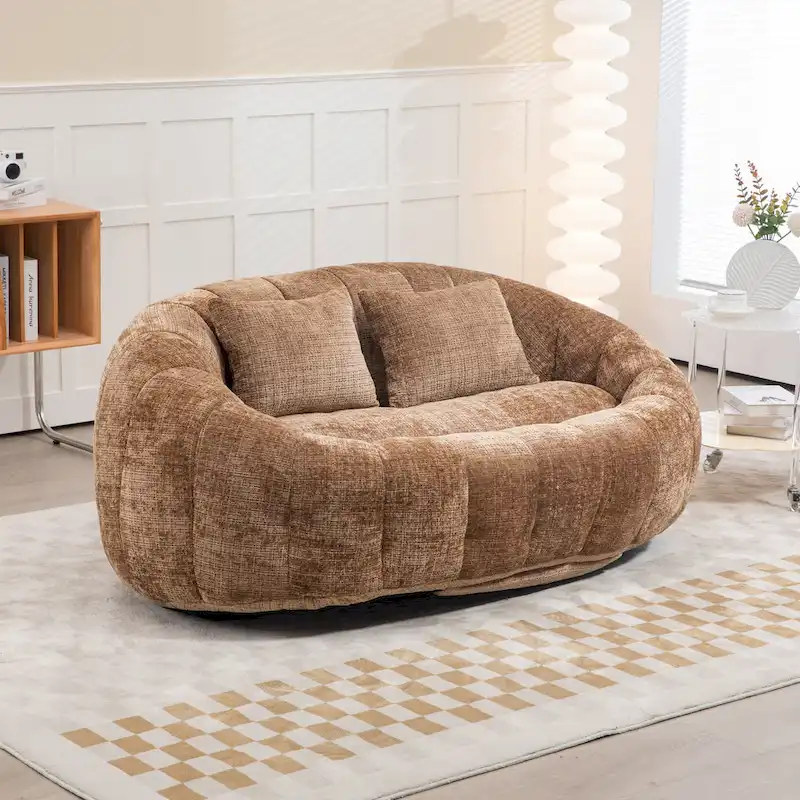 Coffee Modern 59 Chenille Loveseat Chaise Lounge Chair