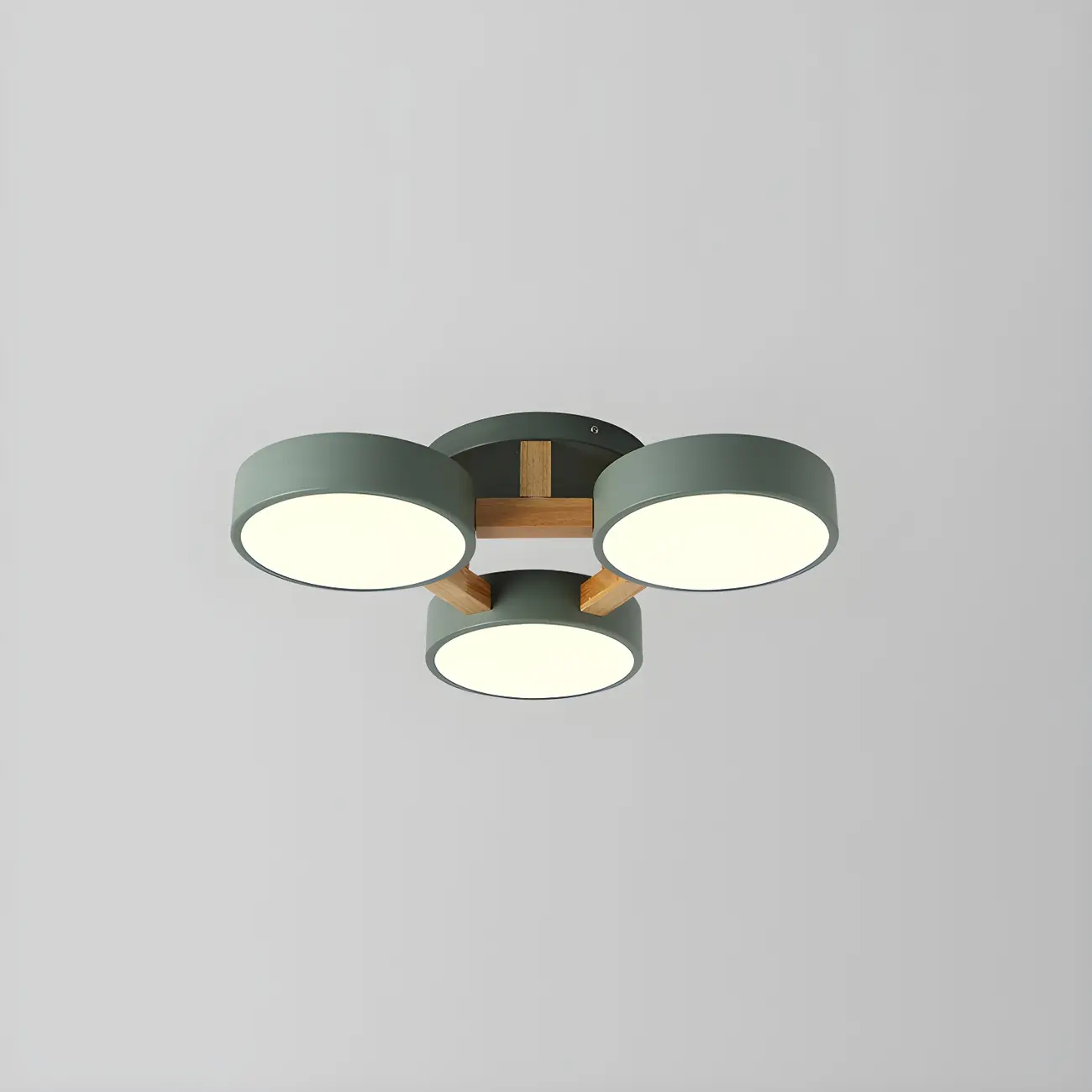 Green Drum Shade Semi Flush Ceiling Light 3-Gear Dimming