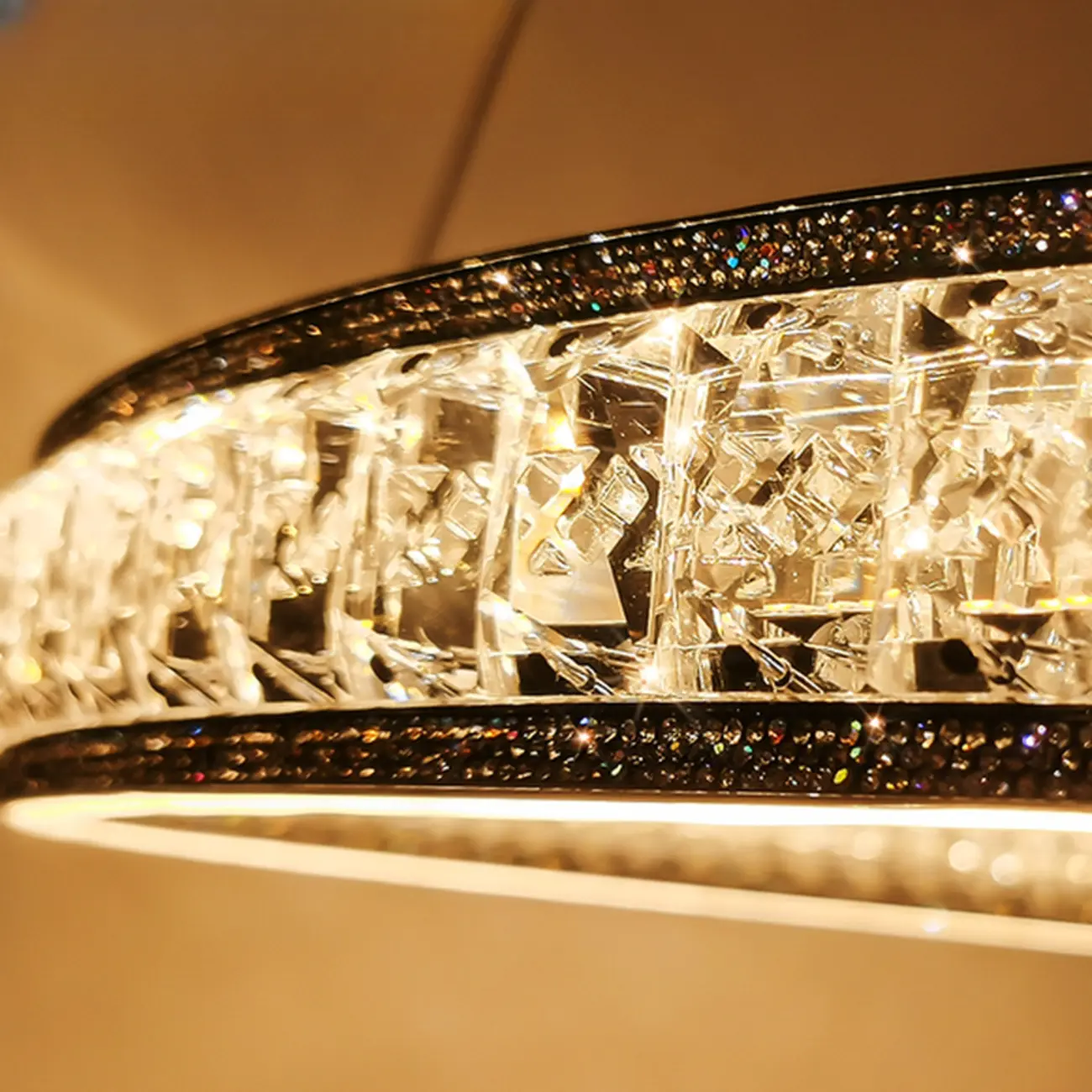Luxury LED Golden Tiered Ring Crystal Chandelier