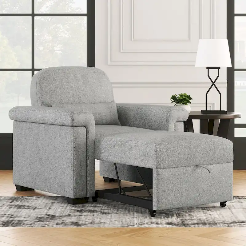 Living Room Lounger Chair 3 in 1 Convertible Sleeper Chair with Pillow