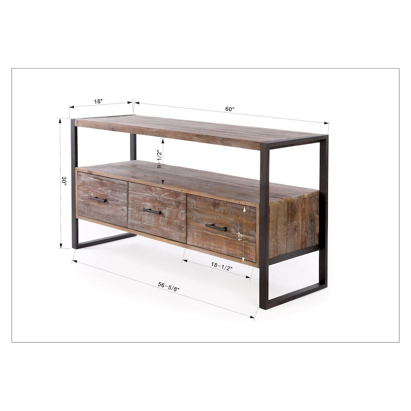 Console table with 3 Drarwer, Open Shelf