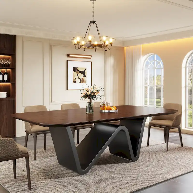 78.74-inch Large Rectangular Sintered Stone Dining Table for 6-8