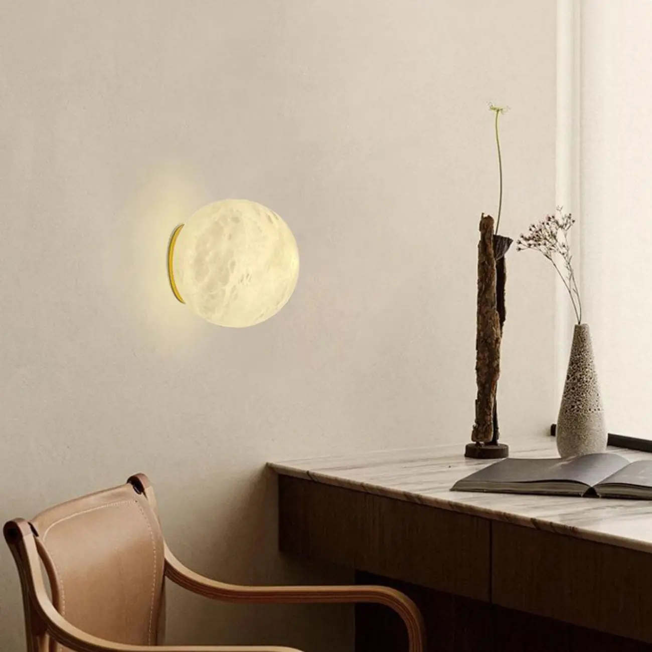 Art Deco Globe Wall Light with Gold Metal Base