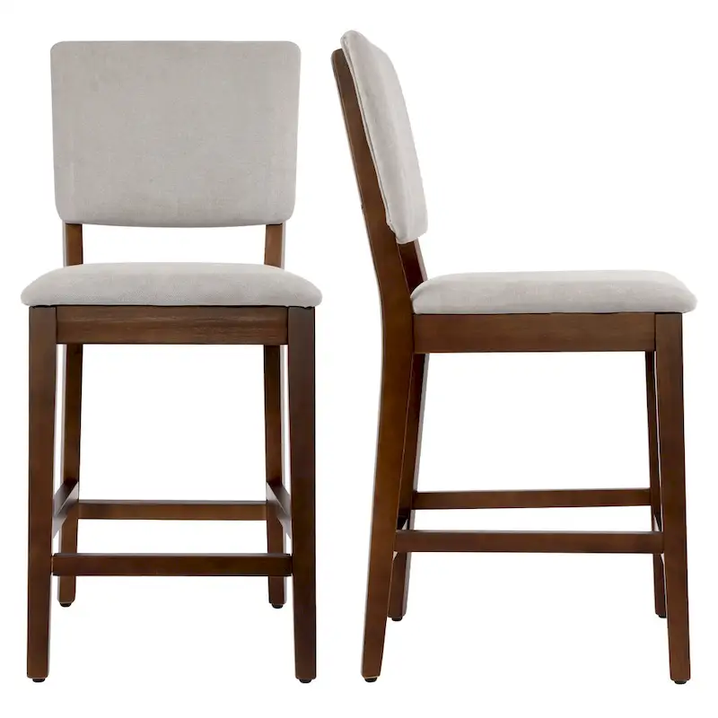 23 Inches Farmhouse Upholstered Counter Height Bar Stools with Back Set of 2