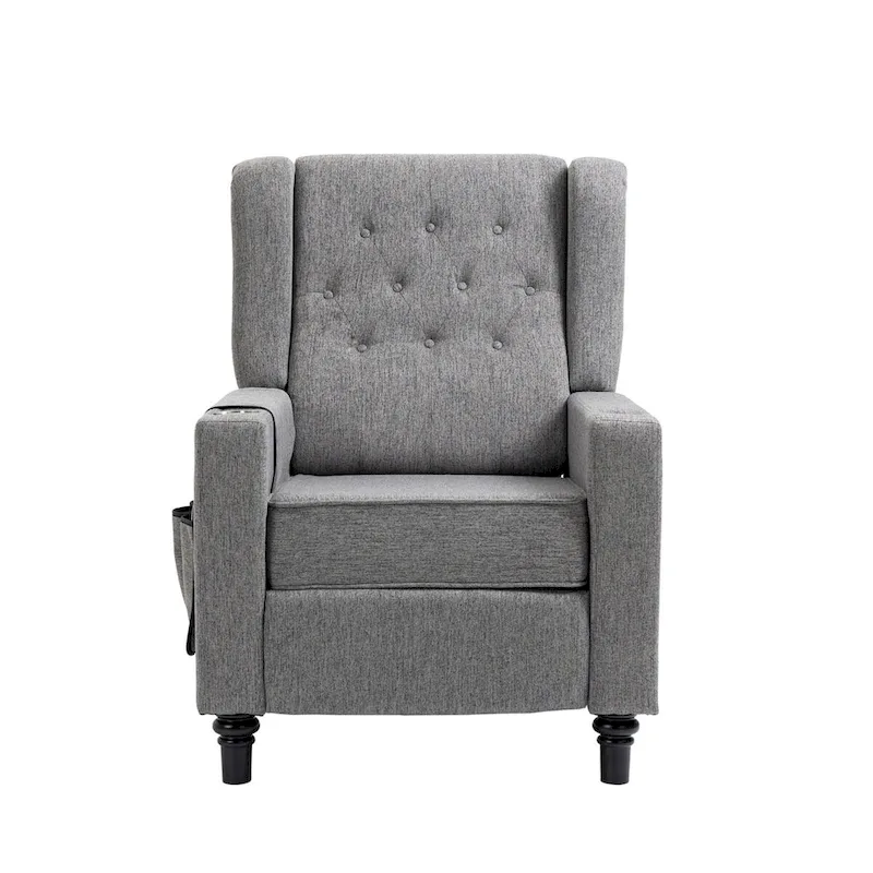 Modern Button Tufted Wingback Push Back Fabric Recliner Chair