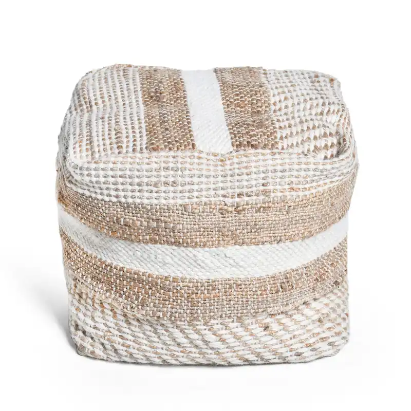 Caiman Handcrafted Boho Fabric Pouf by Christopher Knight Home