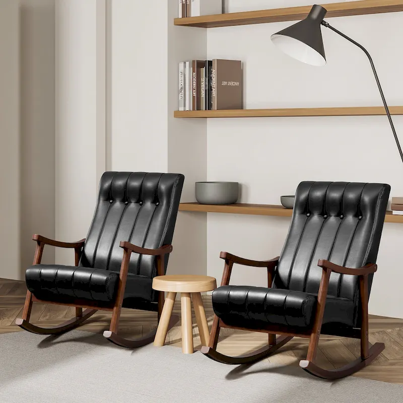 AVAWING Upholstered Rocking Chair ModernHighBackArmchair Set of 2