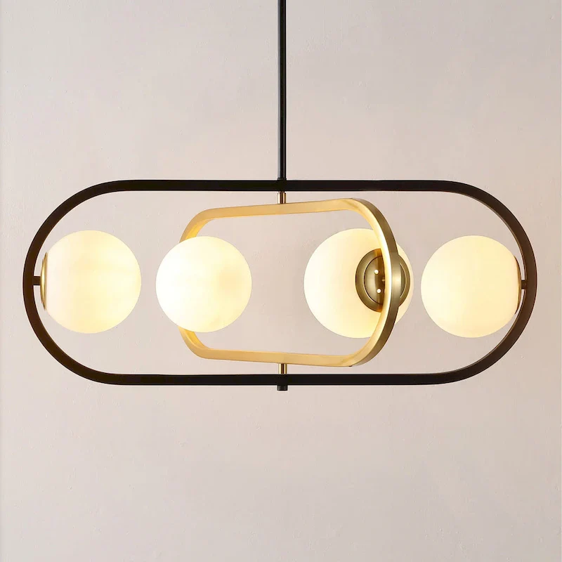 SAFAVIEH Lighting Enkeleda 4 Light 27  Pendant - 30  x 27  x 21-51  - withD/H - Black/Brass Gold - 30Wx27Dx51H