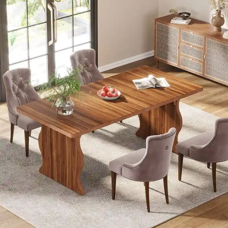 Modern Dining Table, 63Rectangular Kitchen Table Black Dinner Table