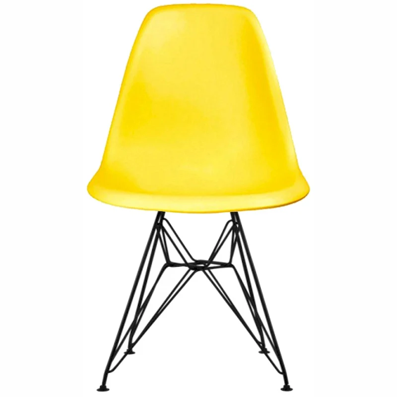 Modern Plastic Accent Designer Side Dining Matte Chair With Dark Black Wire Chrome Legs Base