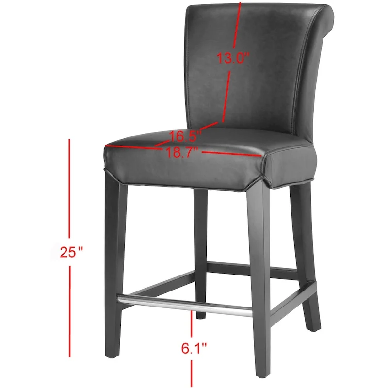 Black Faux Leather 23-inch Counter Stool - 18.7 W x 23 D x 36.4 H - 19Wx23Dx36H