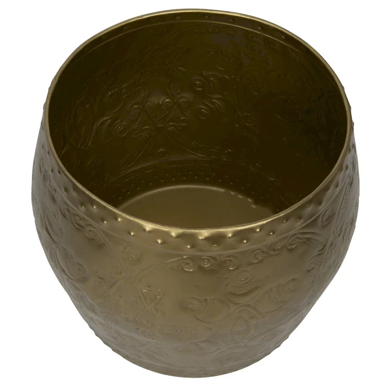 Debossed Metal Drum Side Table