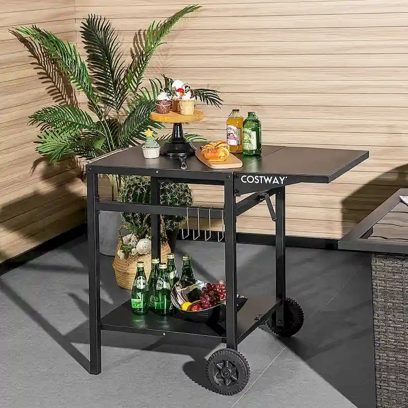 Double-Shelf Movable Dining Cart Table Multifunctional Kitchen - See Details