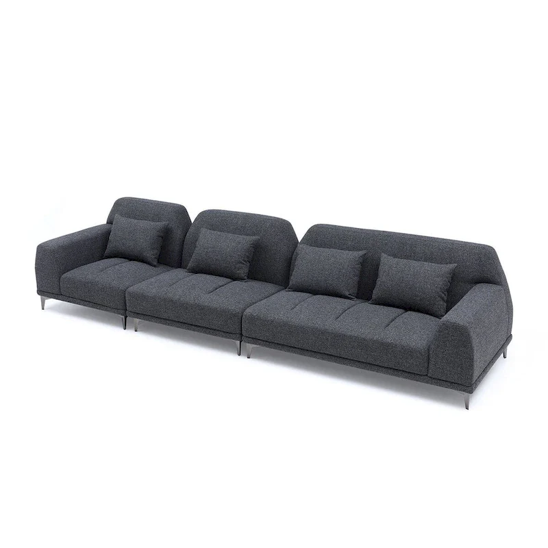 Modern Large Removable Sectional Sofa Grey Fabric with Pillows