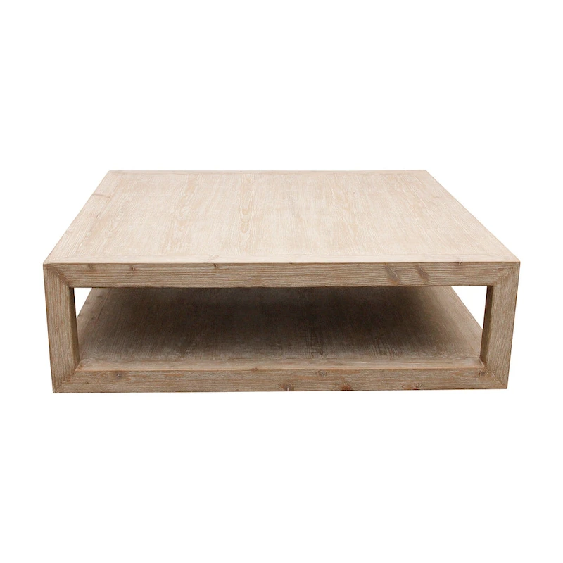 Artissance Versatile Peking Grand Framed Square Coffee Table With Weathered White Wash, 50 Inch Long