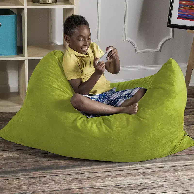 3.5 ft Kids Bean Bag Floor Pillow – Microsuede, Seats 1 (Blueberry / Cherry / Fuchsia / Grape / Lime / Pumpkin)