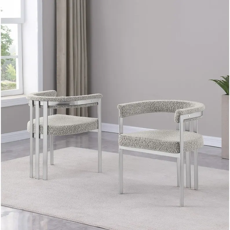 Best Quality Furniture Matte Brushed Chrome Dining Chairs (Set of 2) - N/A