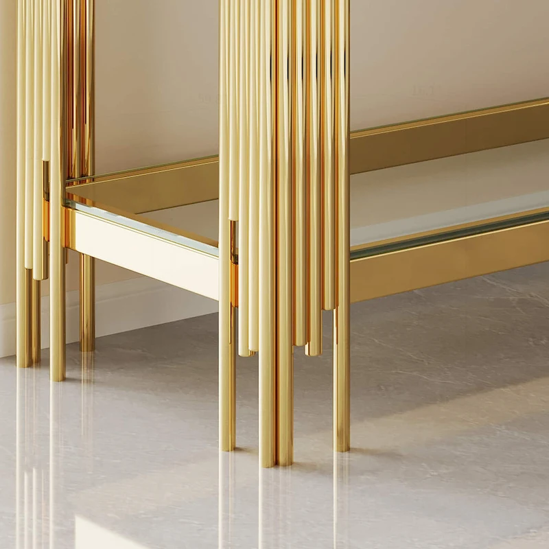 Sophisticated Double-Layer Tempered Glass Console Table
