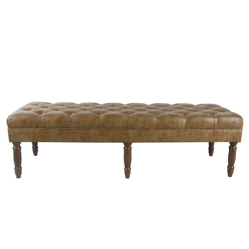 HomePop Classic Tufted Top Long Bench - Faux Leather