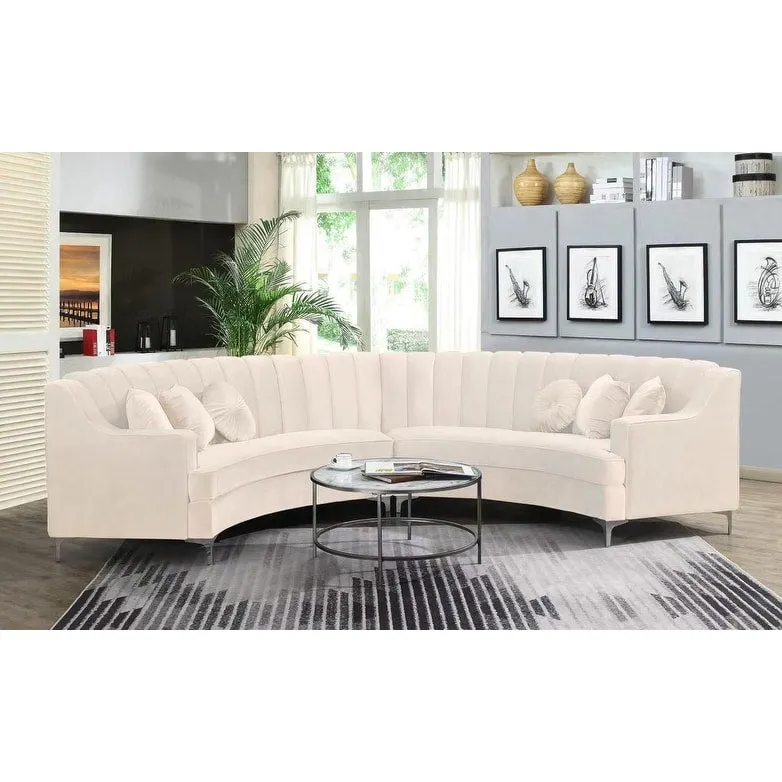 142Velvet Fabric Curve Sectional Sofa - 142