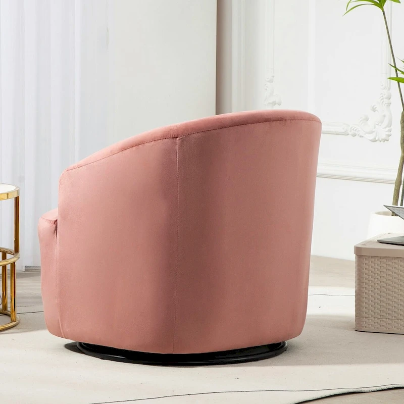US Pride Furniture Accent Chair with Barrel-shaped Design and 360 Degree Swivel Feature