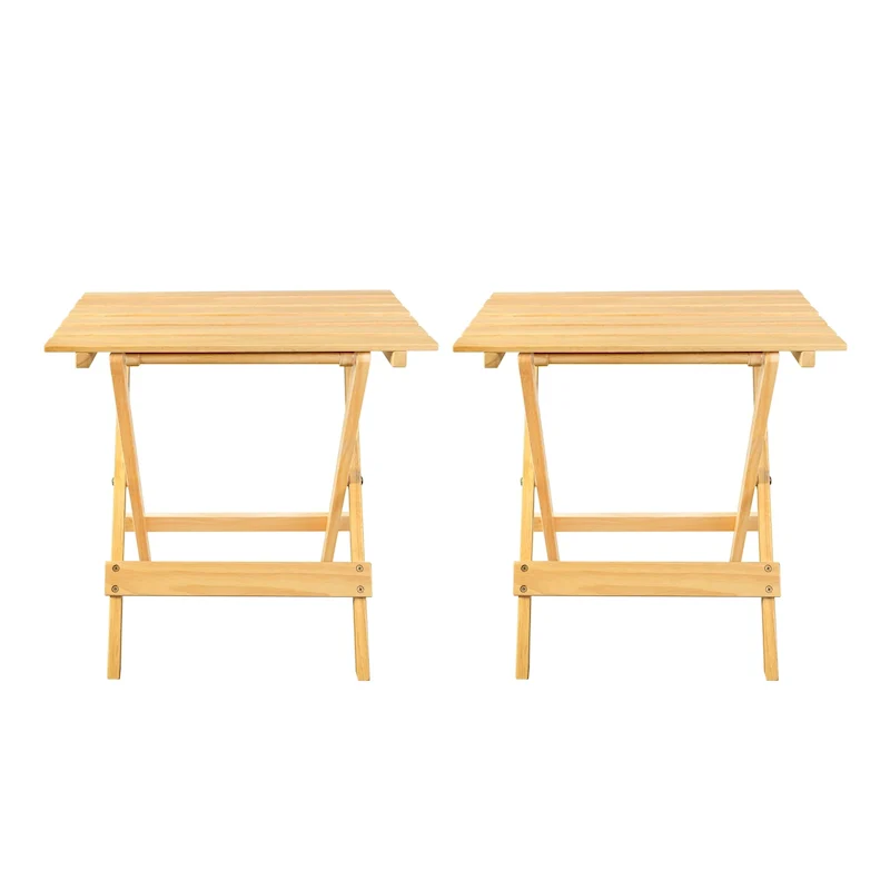 Solid Wood Portable Folding Side Table Set of 2 - 18W x 13.75D x 18H