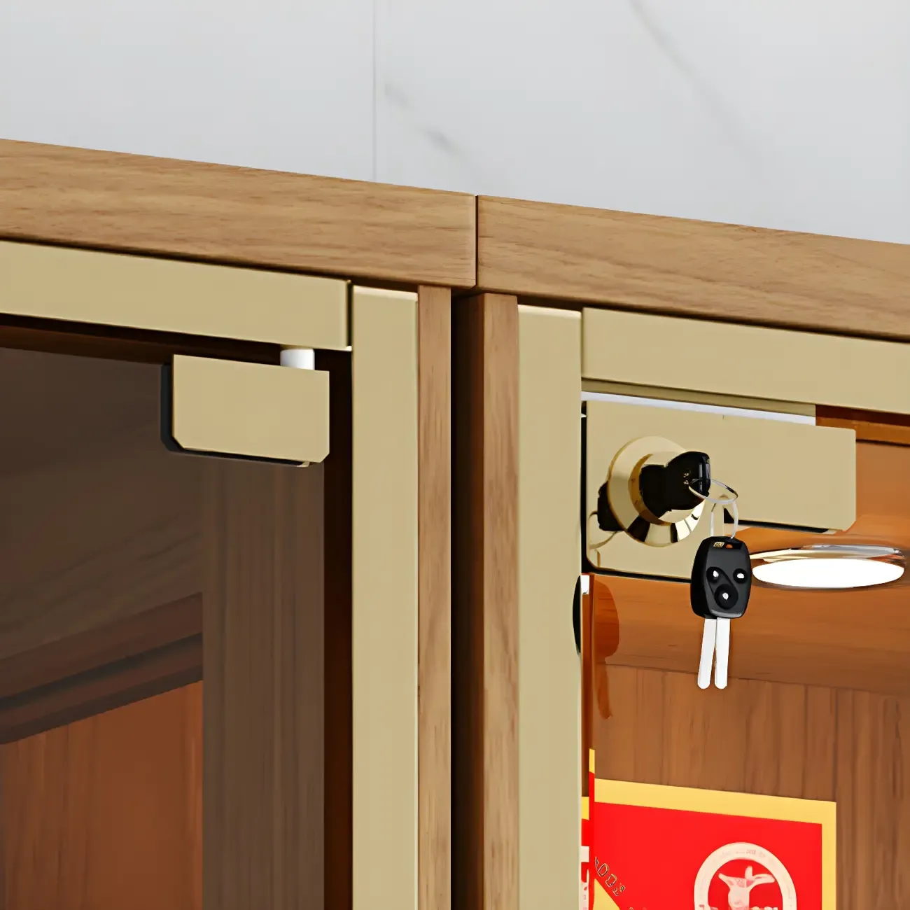 Glam Black Wooden Glass Display Cabinet