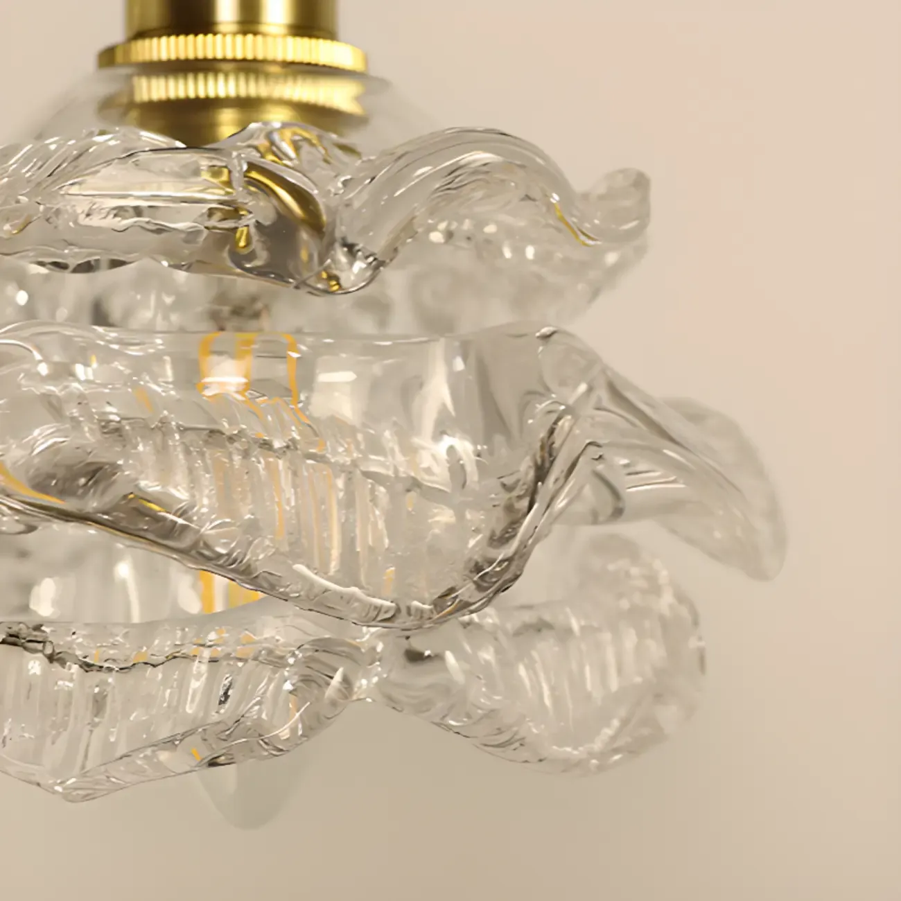 Elegant Glass Flower Kitchen Pendant Lighting Height Adjustable