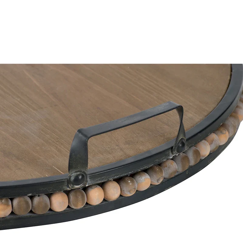 A&B Home Wood Bead Tray with Metal Handles