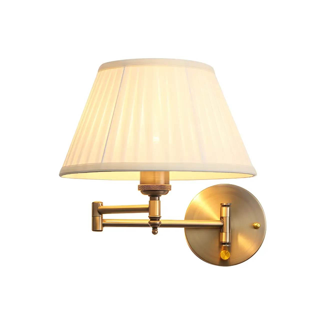 Classic White Fabric Shade Swing Arm Wall Light